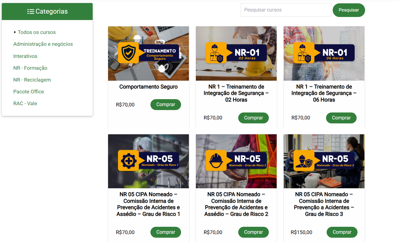 Plataforma de Cursos Online da SegTrab